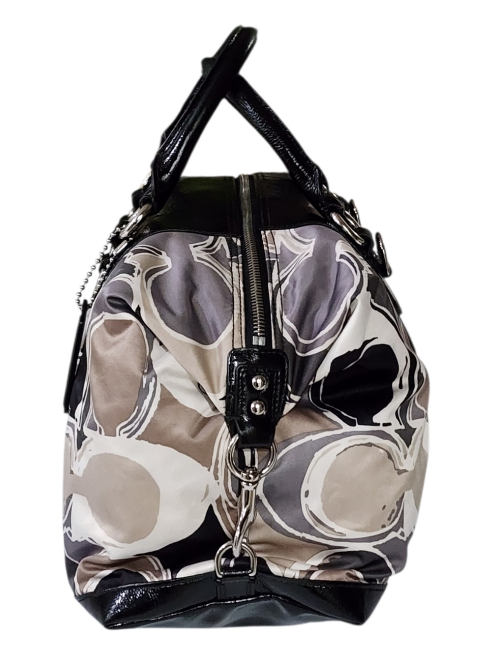 COACH Poppy Pop C Graffiti Appliqué Satchel Handbag - Black & Khaki - Picture 6 of 16